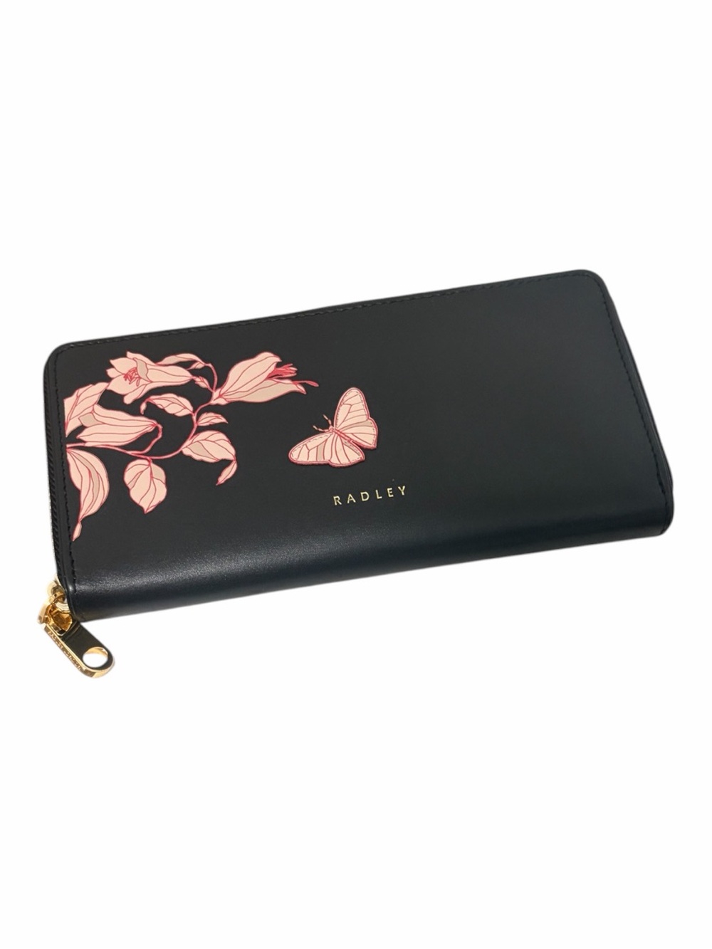 Radley London Black & Pink Butterfly Embossed Continental Long Wallet - NEW